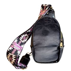 BLACK GUITAR STRAP SLING BAG